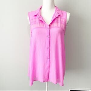 American Eagle Outfitters hot pink high low collared tank top XL button down